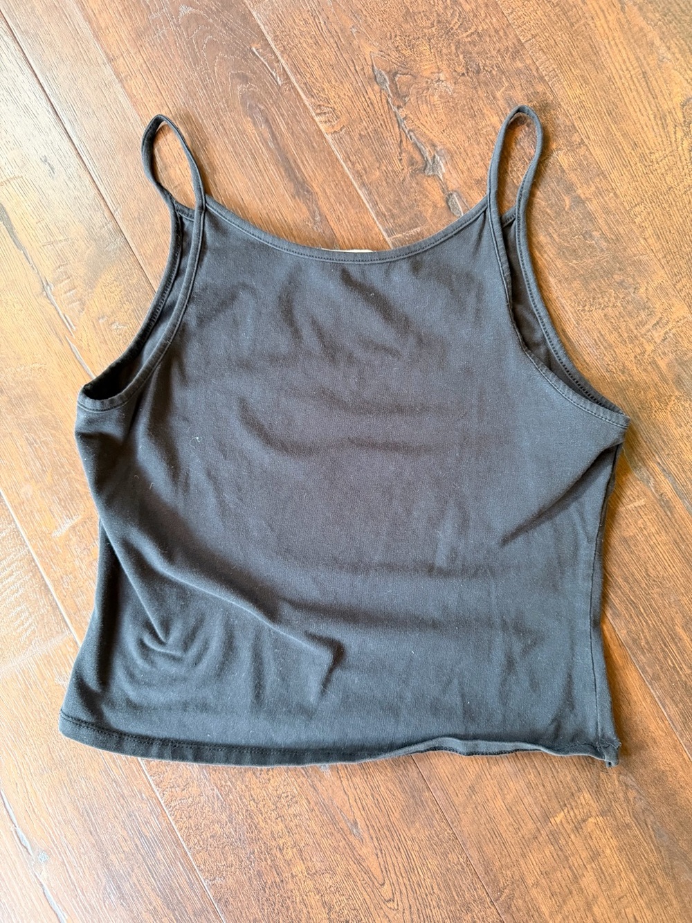 Better Be Black Cropped Spaghetti Strap Crop Tank